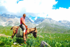 Azhar on a donkey